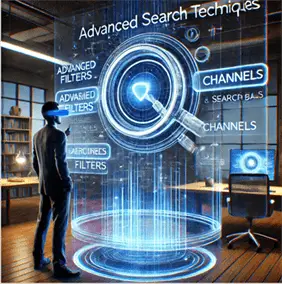 Microsoft Teams advanced search techniques - A futuristic concept image