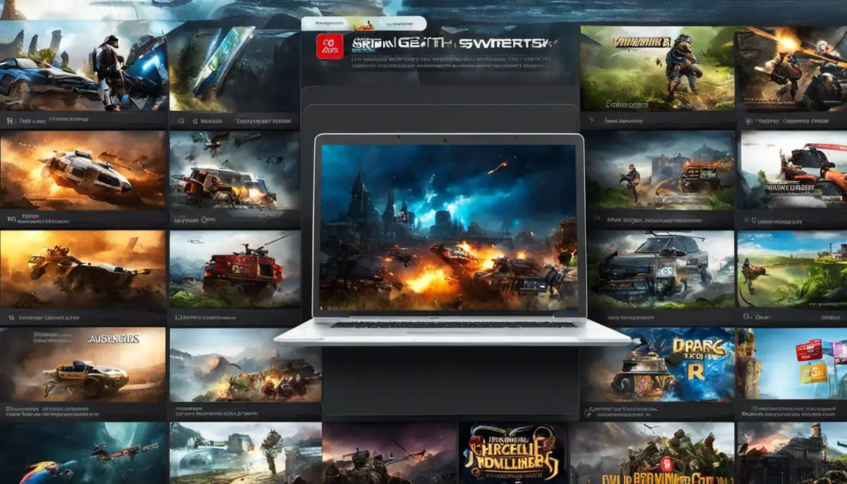 A selection of gaming applications displayed on a laptop screen